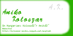 aniko koloszar business card